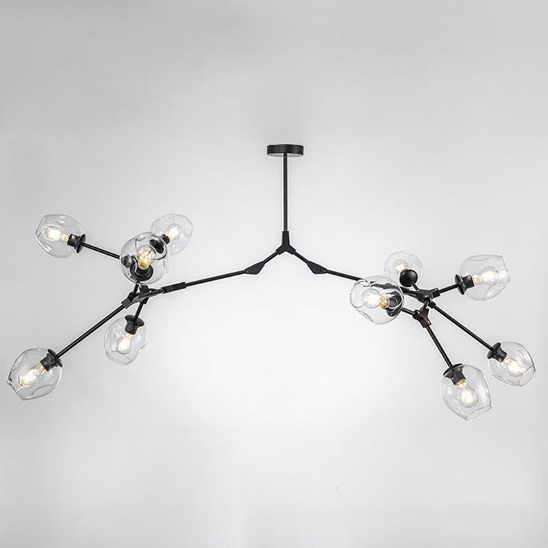 Modern Glass Chandelier For Living Room- Branching Suspension Light 10 / Black