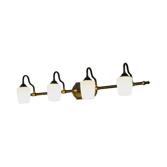 Classic White Glass Vanity Sconce - Wall Mounted Bathroom Light With Cup Shades 2/3/4 Lights