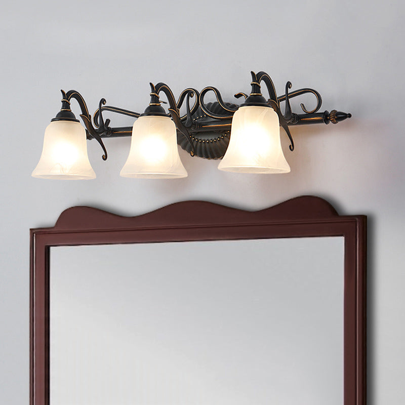 Bronze Frosted Glass Sconce With 2/3 Bell Lights - Traditional Vanity Light For Bathroom Wall Mount