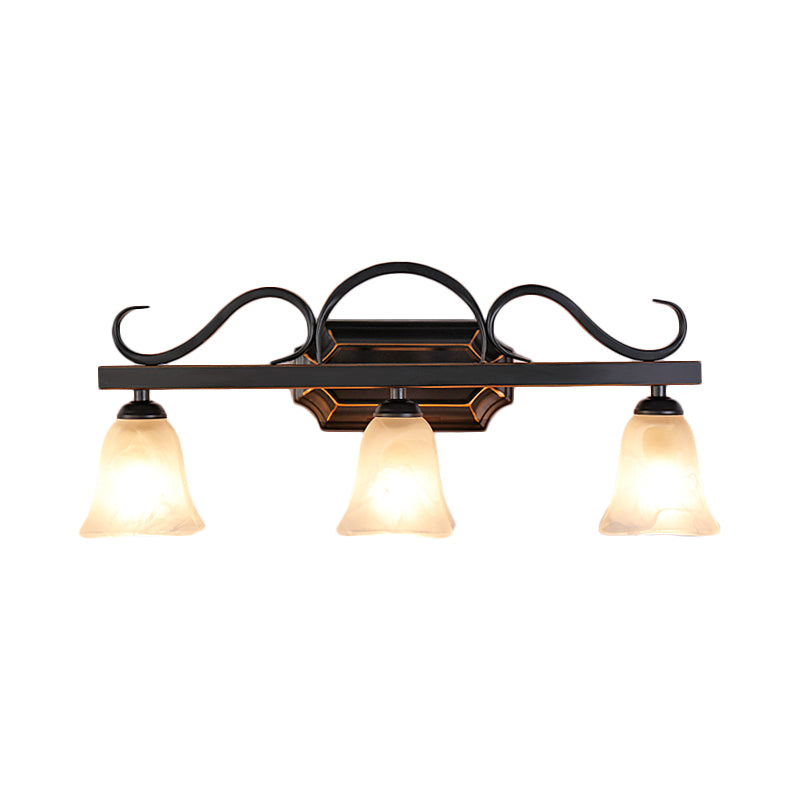 Black Wall Mounted Vanity Lamp With Frosted Glass - Classic Bell Design 2/3 Lights Ideal For