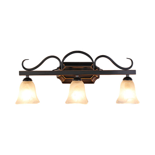 Black Wall Mounted Vanity Lamp With Frosted Glass - Classic Bell Design 2/3 Lights Ideal For