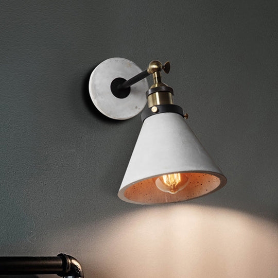 Industrial Grey Wall Mounted Light - Adjustable Cone/Cylinder/Bowl Bedroom Sconce