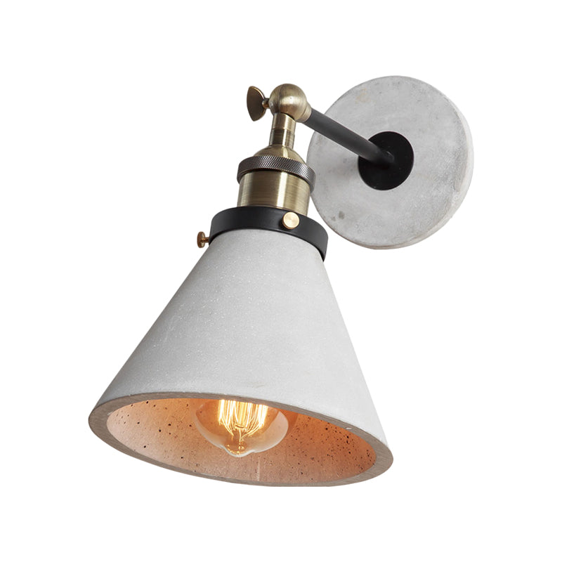 Industrial Grey Wall Mounted Light - Adjustable Cone/Cylinder/Bowl Bedroom Sconce