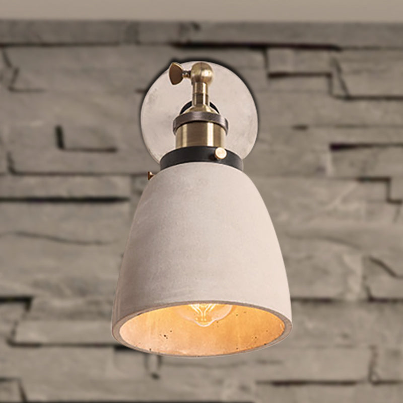 Industrial Grey Wall Mounted Light - Adjustable Cone/Cylinder/Bowl Bedroom Sconce