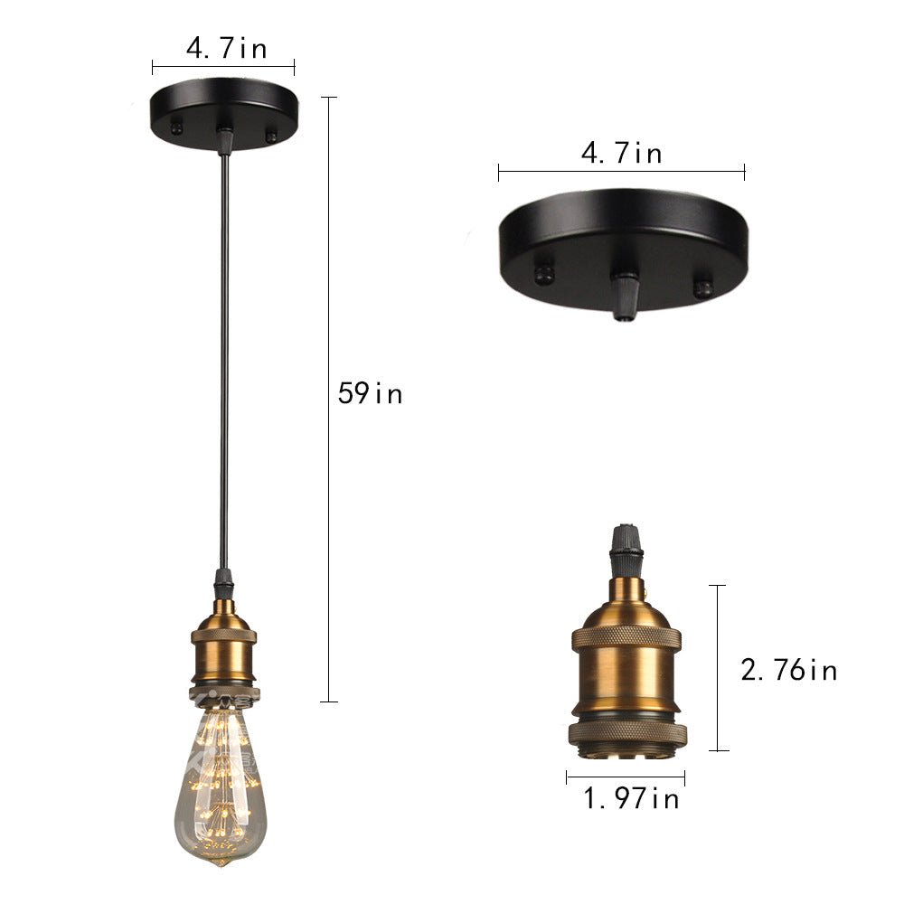 Farmhouse Style Ceiling Lamp: Open Bulb Metal Hanging Fixture For Hallways In Black