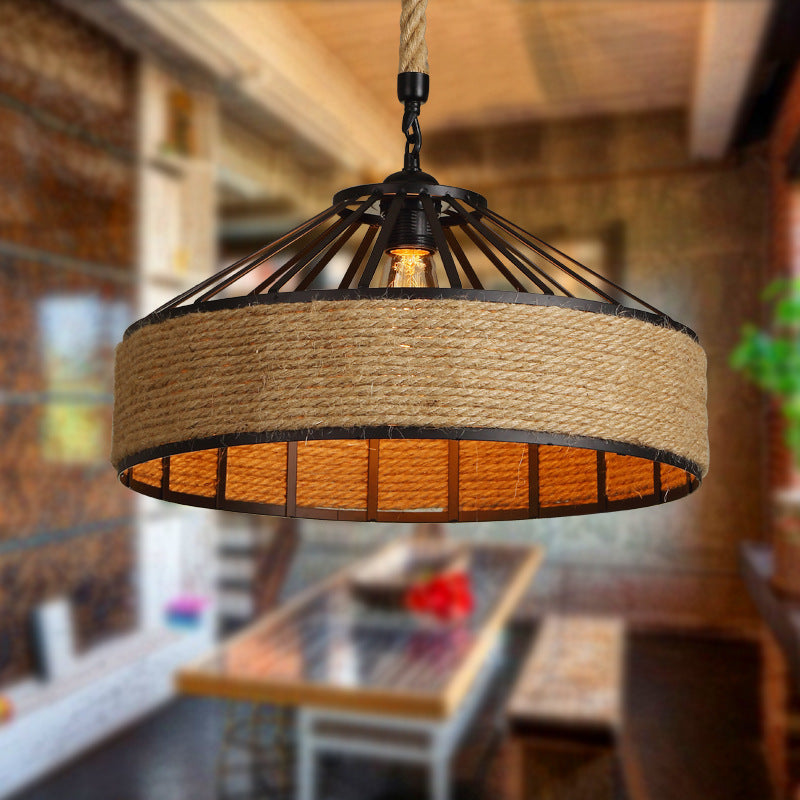 Retro Industrial Metal Pendant Hanging Light with Flared Cage Design - Ideal for Restaurants