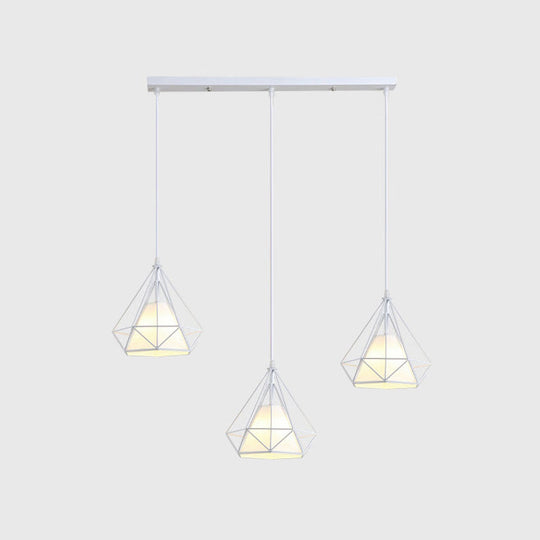 Diamond Cage Multi-Pendant Light with 3 Lights - Creative Industrial Design, Perfect for Restaurants