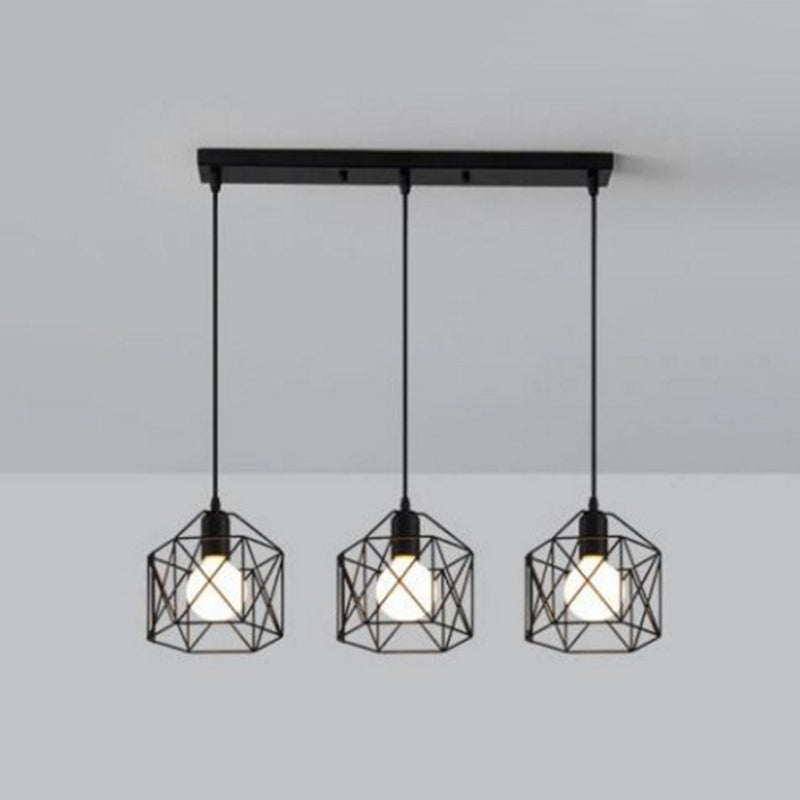 3-Light Birdcage Multi Pendant Industrial Metal Ceiling Lights for Restaurants