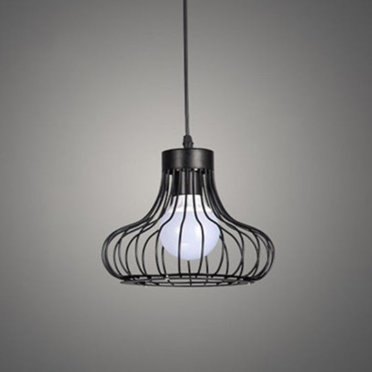 Retro Industrial Style Metal Pendant Ceiling Light - 1-Light Oval For Restaurants Black / 9