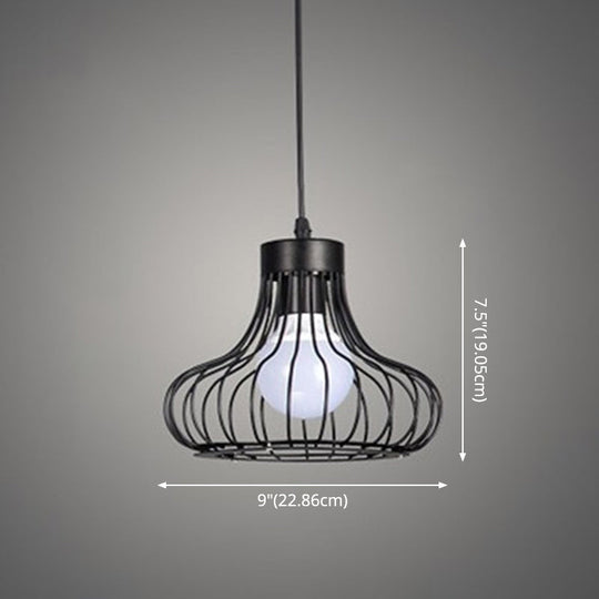 Retro Industrial Style Metal Pendant Ceiling Light - 1-Light Oval For Restaurants