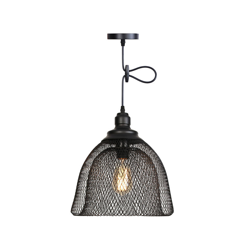 Nordic Industrial Style Wire Mesh Pendant Light For Bar - Metal Hanging Lamp With 1 Black / Bowl