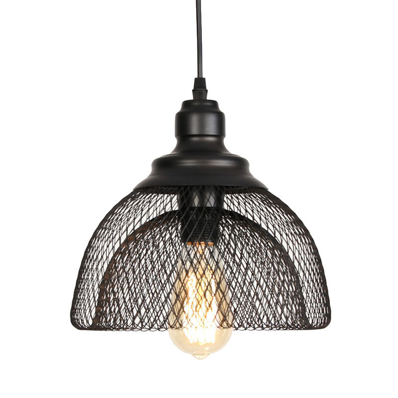 Nordic Industrial Style Wire Mesh Pendant Light For Bar - Metal Hanging Lamp With 1