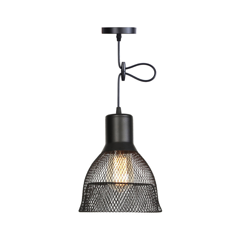 Nordic Industrial Style Wire Mesh Pendant Light For Bar - Metal Hanging Lamp With 1 Black / Bell