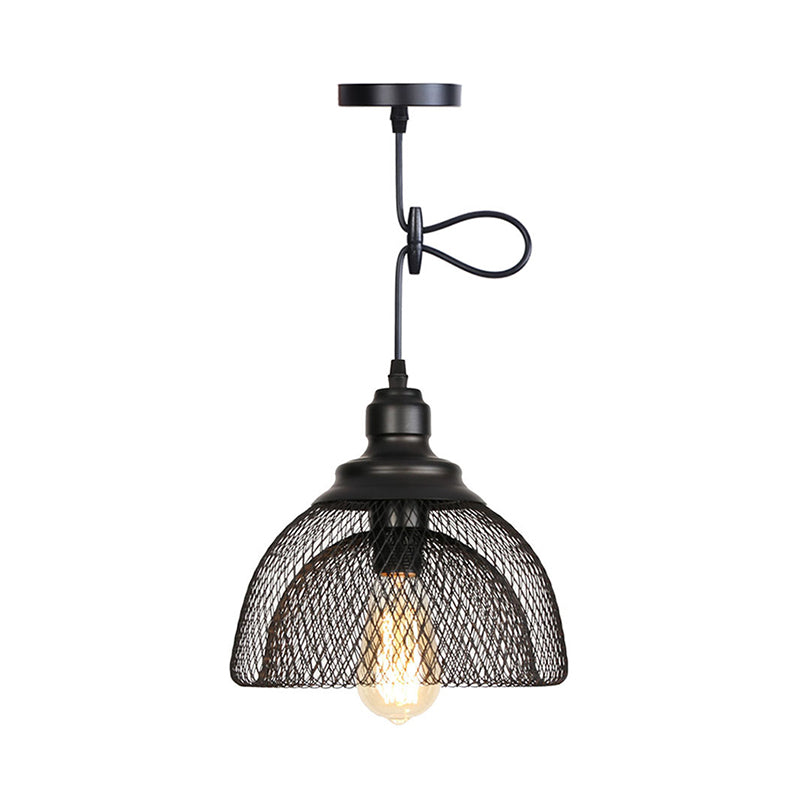 Nordic Industrial Style Wire Mesh Pendant Light For Bar - Metal Hanging Lamp With 1 Black /