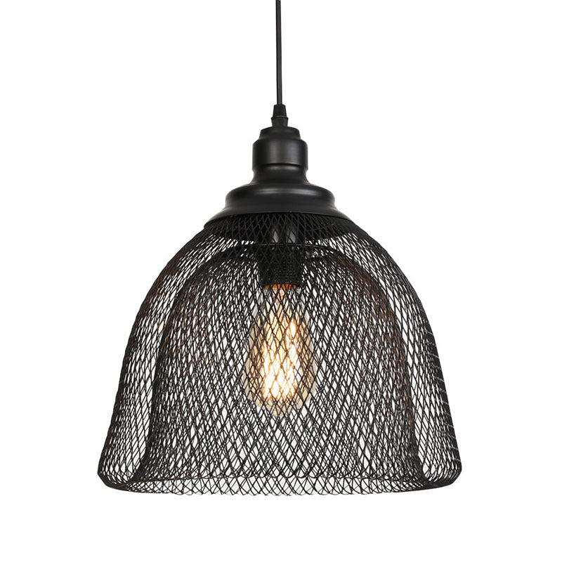 Nordic Industrial Style Wire Mesh Pendant Light For Bar - Metal Hanging Lamp With 1