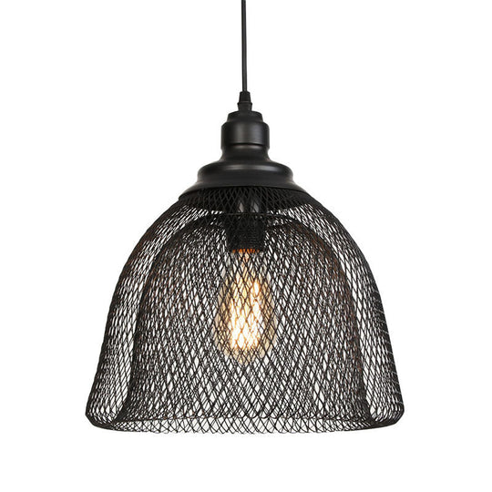 Nordic Industrial Style Wire Mesh Pendant Light For Bar - Metal Hanging Lamp With 1