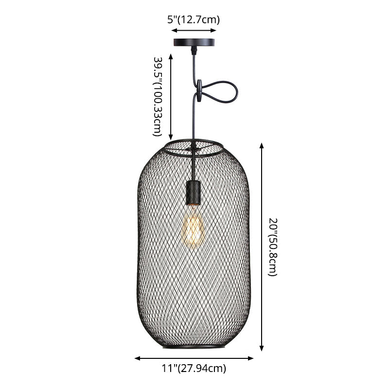 Nordic Industrial Style Wire Mesh Pendant Light For Bar - Metal Hanging Lamp With 1