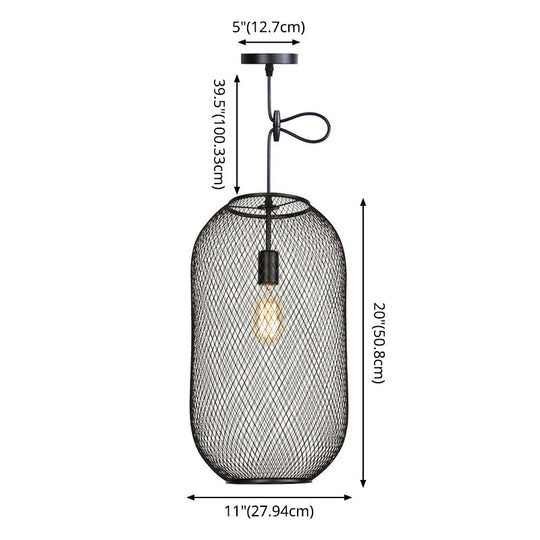 Nordic Industrial Style Wire Mesh Pendant Light For Bar - Metal Hanging Lamp With 1