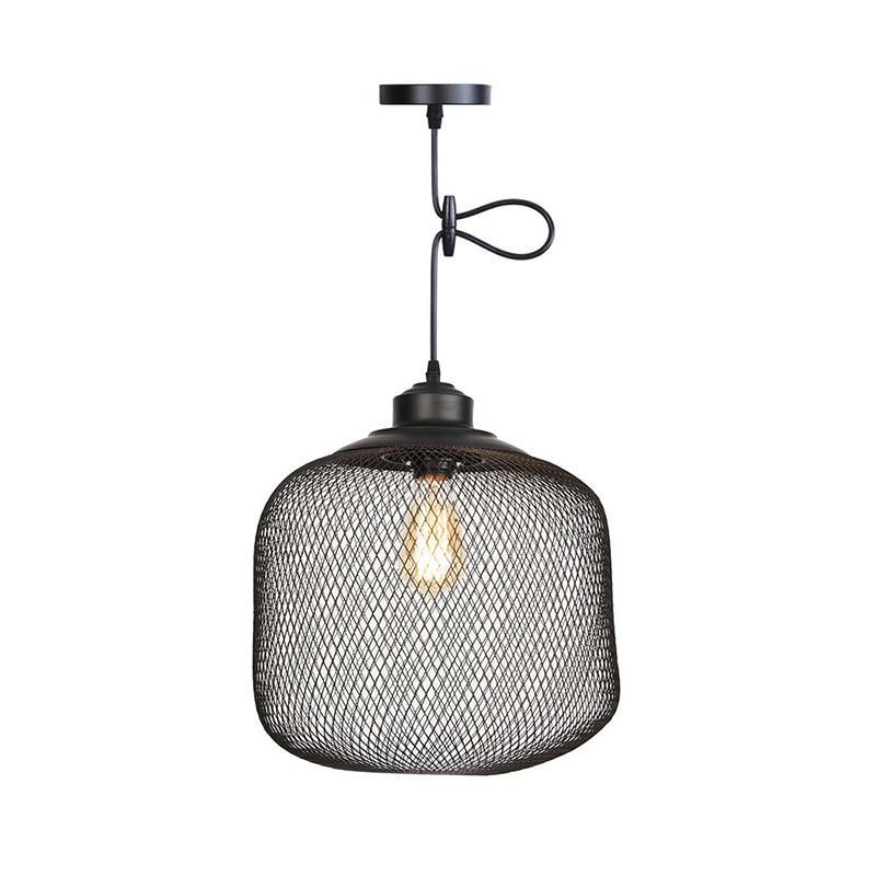 Nordic Industrial Style Wire Mesh Pendant Light For Bar - Metal Hanging Lamp With 1 Black / Pumpkin