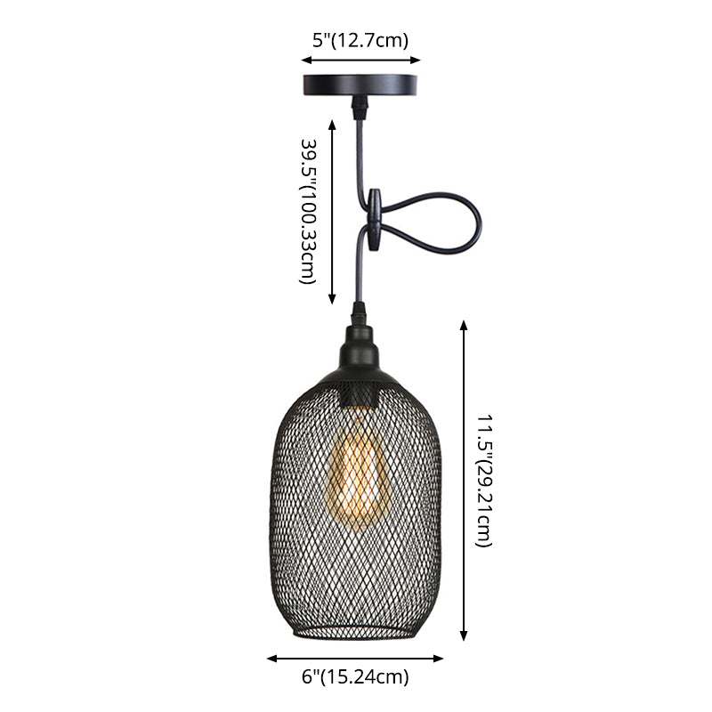 Nordic Industrial Style Wire Mesh Pendant Light For Bar - Metal Hanging Lamp With 1