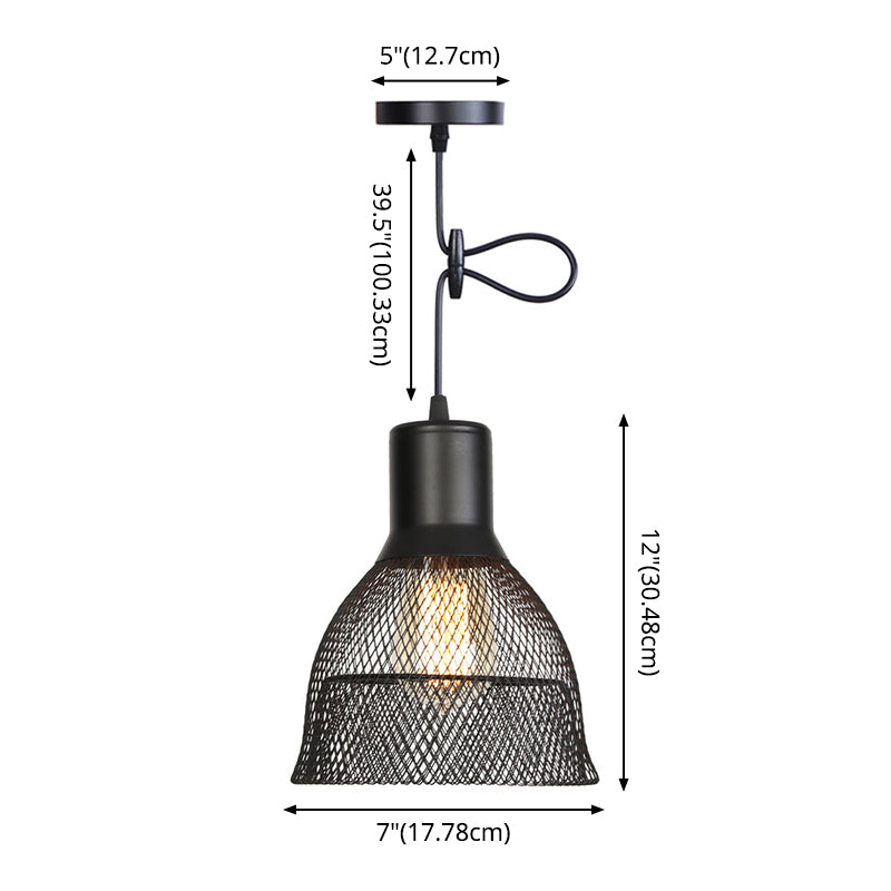 Nordic Industrial Style Wire Mesh Pendant Light For Bar - Metal Hanging Lamp With 1