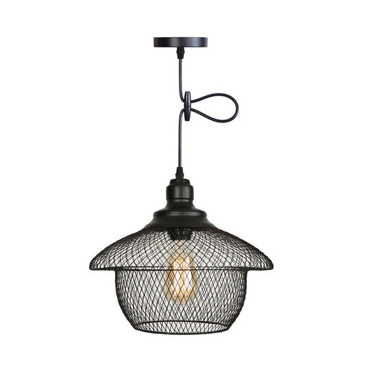 Nordic Industrial Style Wire Mesh Pendant Light For Bar - Metal Hanging Lamp With 1 Black / House