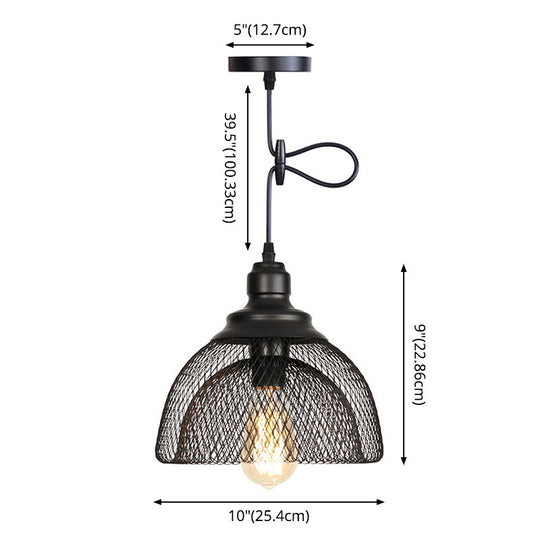 Nordic Industrial Style Wire Mesh Pendant Light For Bar - Metal Hanging Lamp With 1