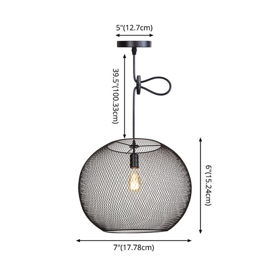 Nordic Industrial Style Wire Mesh Pendant Light For Bar - Metal Hanging Lamp With 1