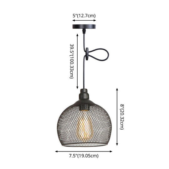 Nordic Industrial Style Wire Mesh Pendant Light For Bar - Metal Hanging Lamp With 1