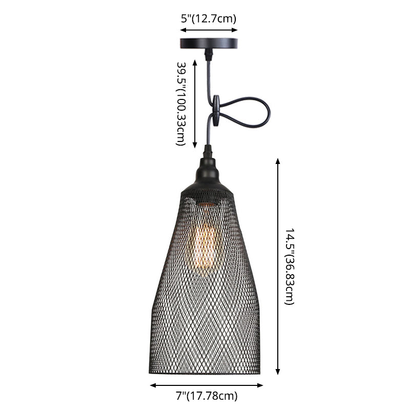 Nordic Industrial Style Wire Mesh Pendant Light For Bar - Metal Hanging Lamp With 1