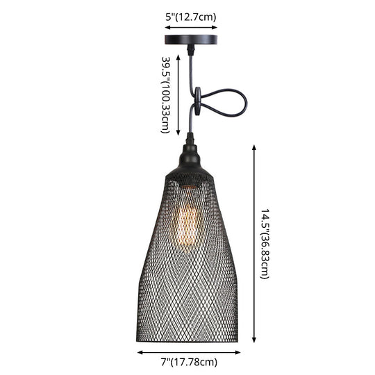 Nordic Industrial Style Wire Mesh Pendant Light For Bar - Metal Hanging Lamp With 1