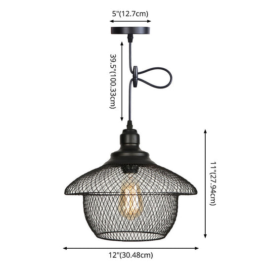 Nordic Industrial Style Wire Mesh Pendant Light For Bar - Metal Hanging Lamp With 1