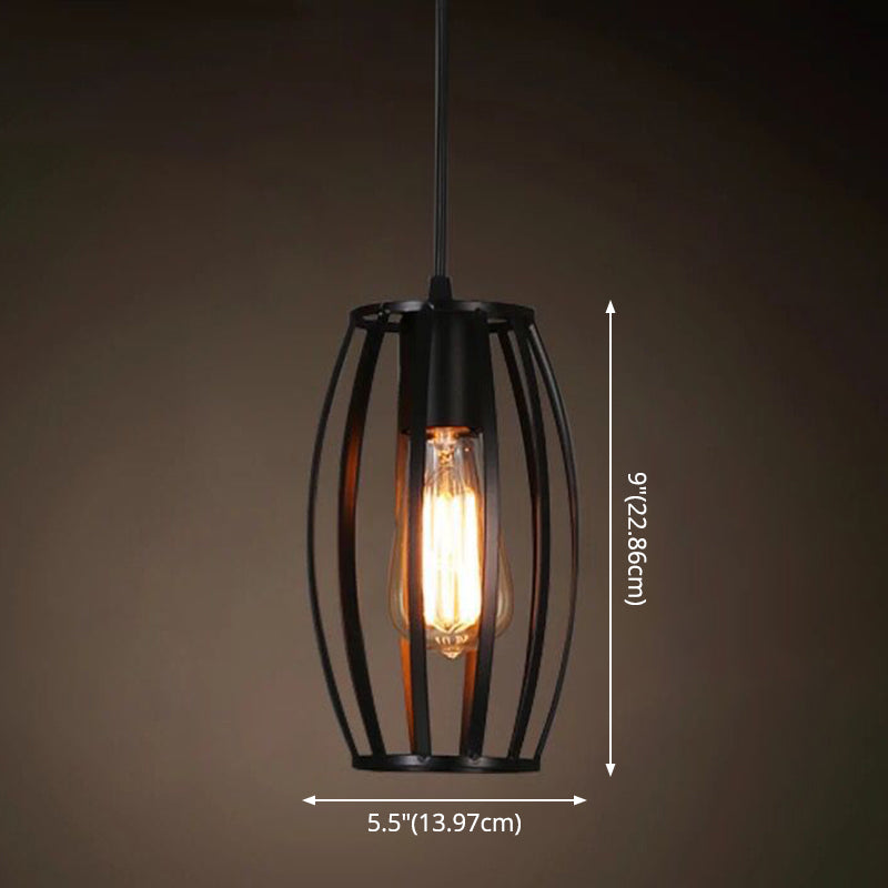 Industrial Retro 1-Light Pendant with Metal Cage for Bar - Hang in Style!