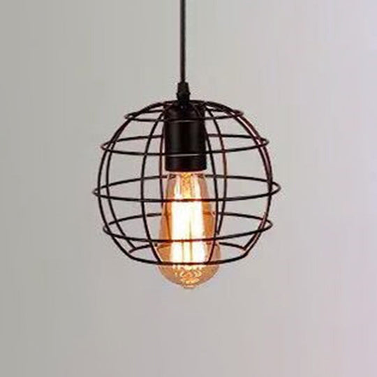 Industrial Retro 1-Light Pendant with Metal Cage for Bar - Hang in Style!