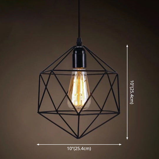 Industrial Retro 1-Light Pendant with Metal Cage for Bar - Hang in Style!