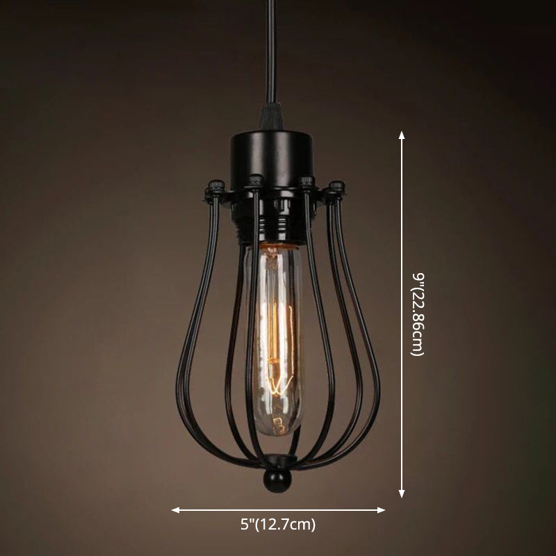 Industrial Retro 1-Light Pendant with Metal Cage for Bar - Hang in Style!