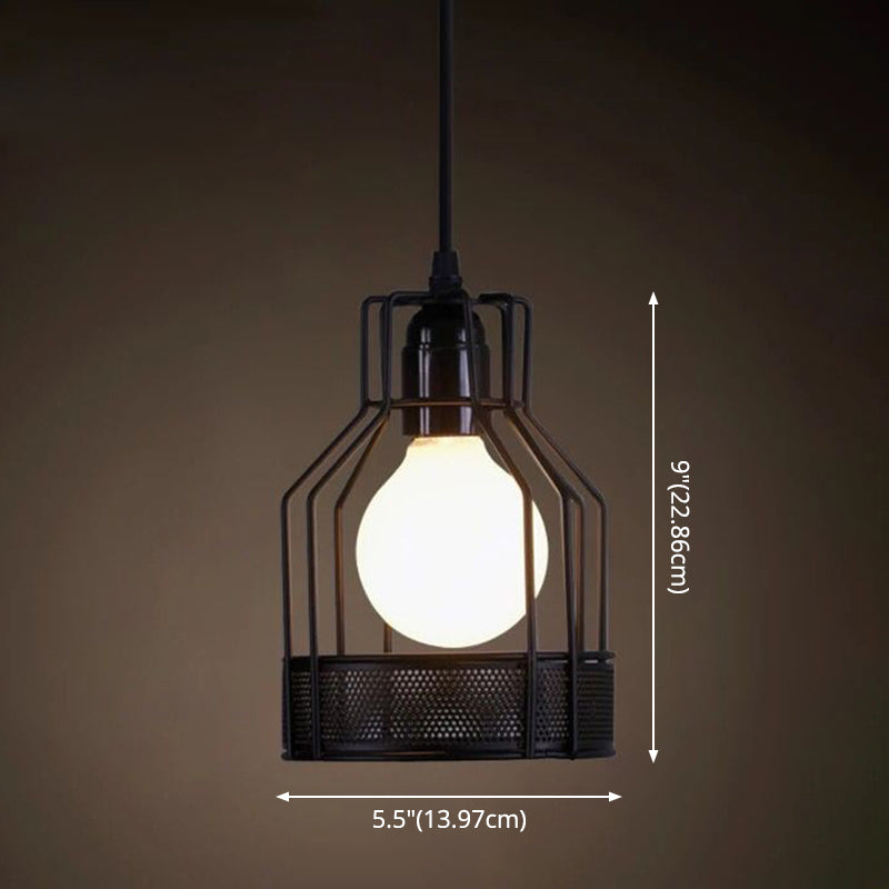 Industrial Retro 1-Light Pendant with Metal Cage for Bar - Hang in Style!