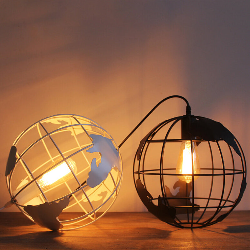 Industrial Metallic Pendant Light with Cage Globe Design for Coffee Shop - 1 Light Ceiling Fixture