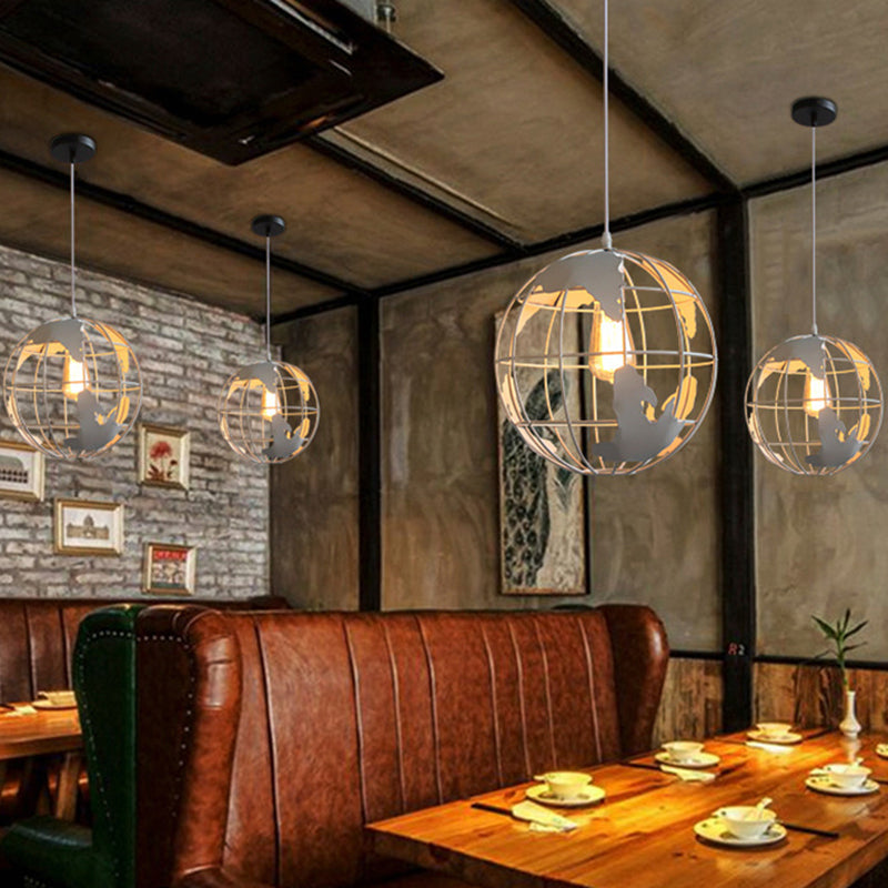 Industrial Metallic Pendant Light with Cage Globe Design for Coffee Shop - 1 Light Ceiling Fixture