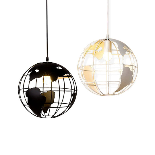 Industrial Metallic Pendant Light with Cage Globe Design for Coffee Shop - 1 Light Ceiling Fixture