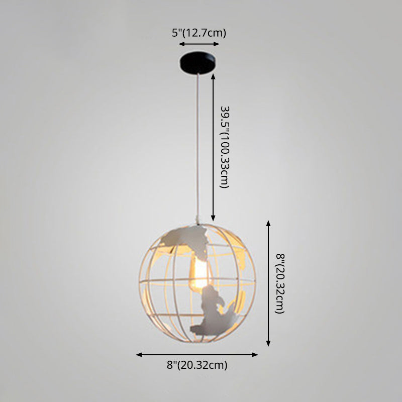 Industrial Metallic Pendant Light with Cage Globe Design for Coffee Shop - 1 Light Ceiling Fixture