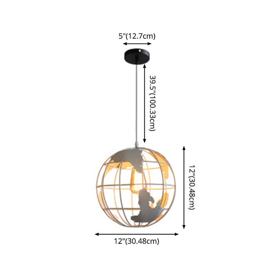 Industrial Metallic Pendant Light - Cage Globe Ceiling For Coffee Shop