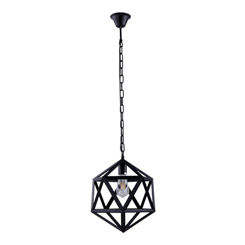 Prism Cage Hanging Pendant Light - Retro Industrial Style Metallic Finish 1-Light