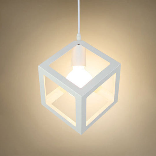 Industrial Metallic Ceiling Light With Square Cage Design - Perfect For Bar And Creative Spaces