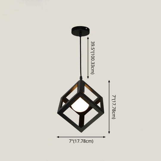 Industrial Metallic Ceiling Light With Square Cage Design - Perfect For Bar And Creative Spaces