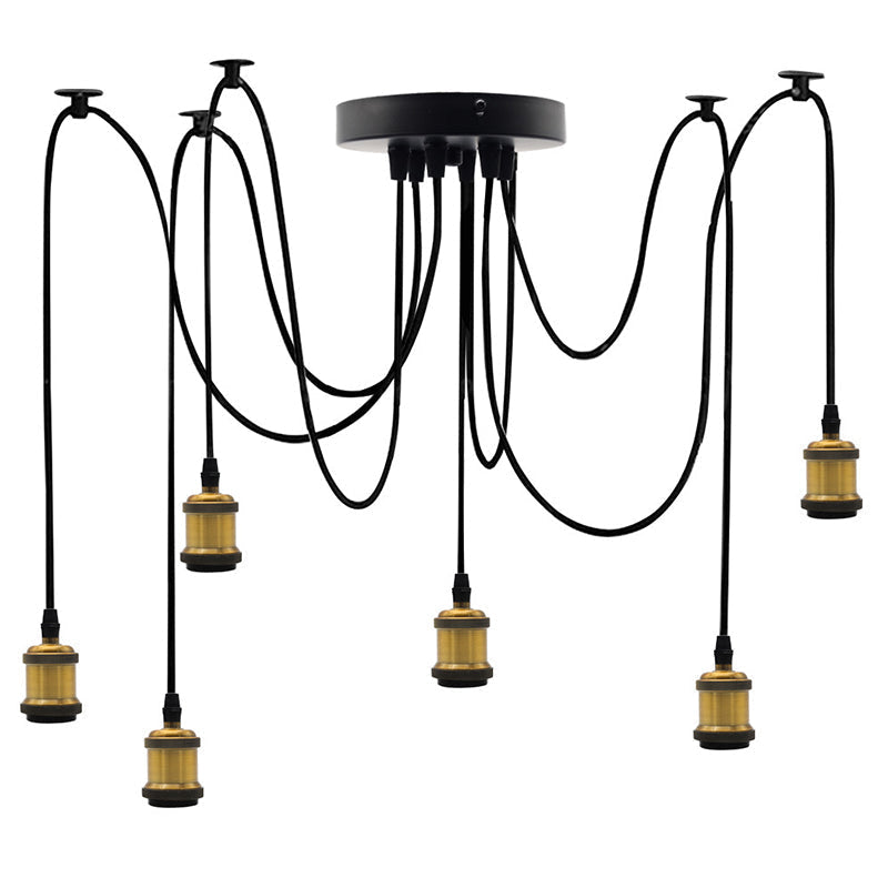 Industrial Style Aluminum Multi Pendant Light with 6 Spider-Style Drop Ceiling Lights for Bar