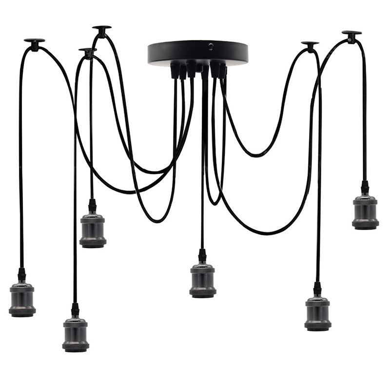 Industrial Aluminum Spider Multi-Pendant Bar Light With 6 Drop Lights