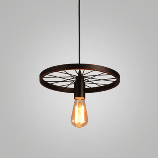 Industrial Style Metallic Multi-Light Pendant with Wheel Design - Perfect for Restaurants