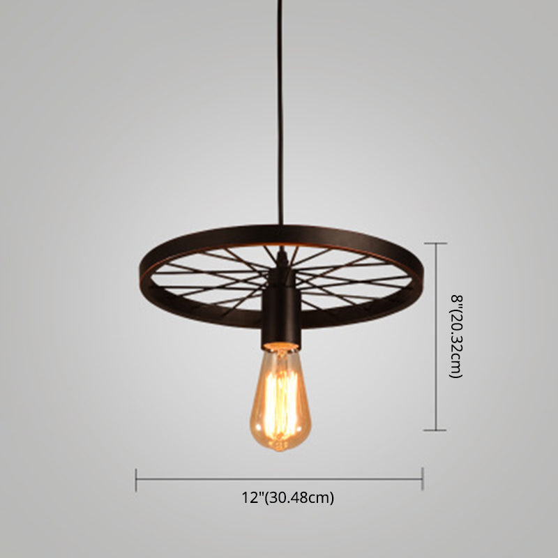 Industrial Style Metallic Multi-Light Pendant with Wheel Design - Perfect for Restaurants