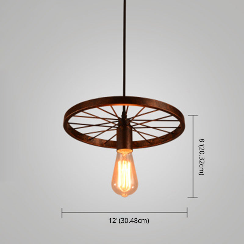 Industrial Style Metallic Multi-Light Pendant with Wheel Design - Perfect for Restaurants